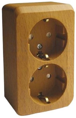 Розетка с заземлением накладная Systeme Electric Этюд Дача 2-м. шторки бук фото Розетка с заземлением накладная Systeme Electric Этюд Дача 2-м. шторки бук картинка